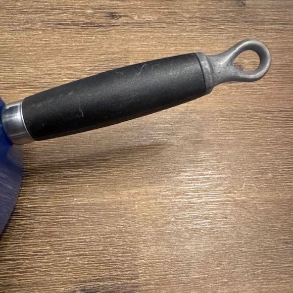 Vtg Le Creuset Cobalt Blue Enameled CAST IRON Saucepan w/ Lid - Sz 14 (3/4 Qt) - Picture 7 of 8